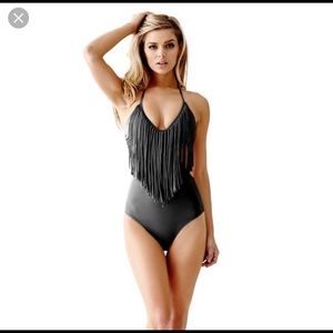 Guess  black fringe monokini